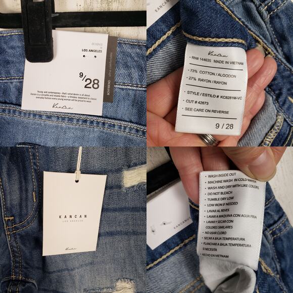 NWT Kancan Distressed Denim Russell Mid-Rise Boyfriend Relaxed Jeans Size 9/28 - Picture 6 of 10